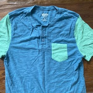 Men’s S, Mossimo pocket tee, blue/sage green